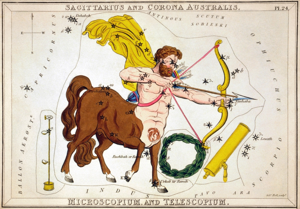 Sagittarius Constellation Etching Art Print by Sidney Hall