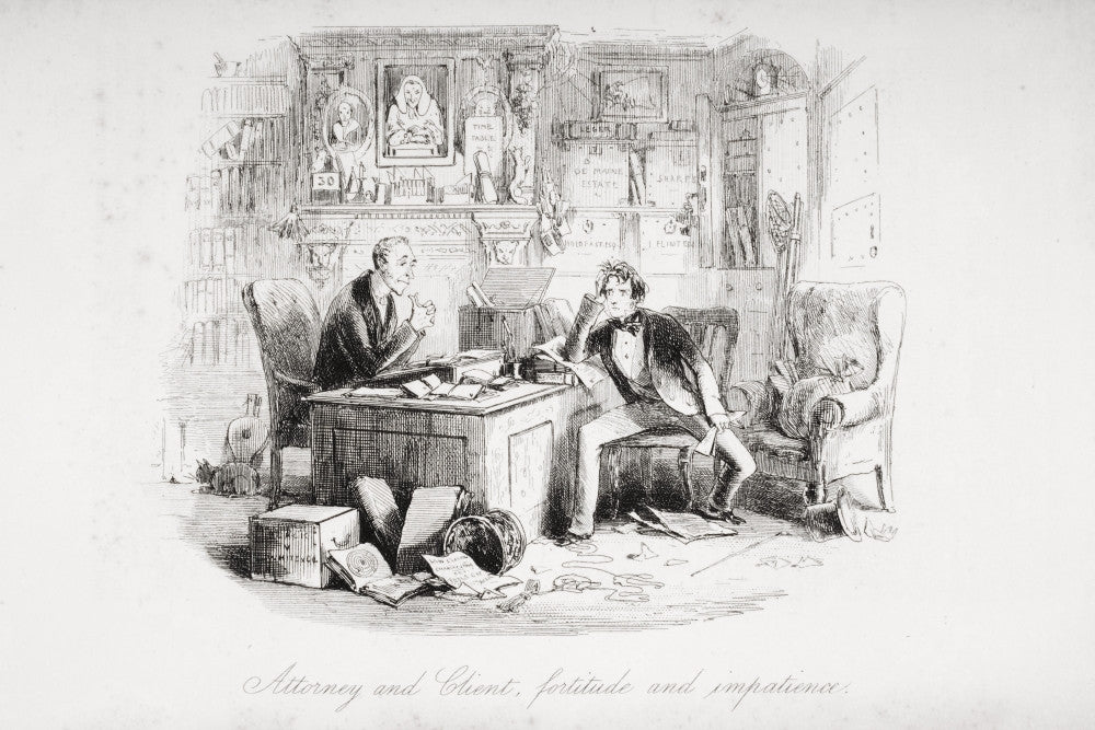 Attorney and Client Illustration - Fortitude and Impatience by Phiz | Bleak House