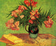 Still Life Vase with Oleanders and Books Fine Art Print