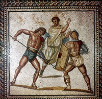 Roman Gladiators Mosaic Fine Art Print by Granger Collection