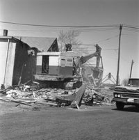 Digger Demolishing Building Fine Art Print - Various Sizes
