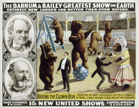 Vintage Barnum & Bailey Circus Poster Featuring Bruno the Clown Bear