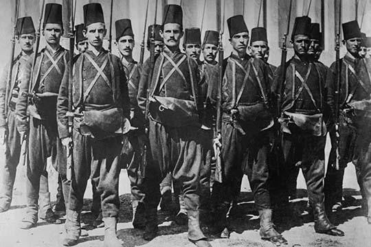 Turkish Guard with Rifles in Platoon Formation Fine Art Print