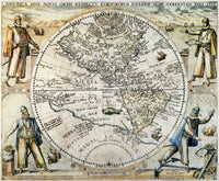 Theodore De Bry's 1596 Map of the Western Hemisphere Poster Print