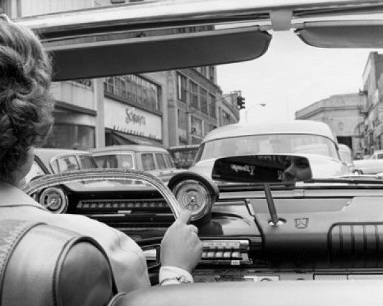 Rear View of a Woman Driving a Convertible Car Poster Print