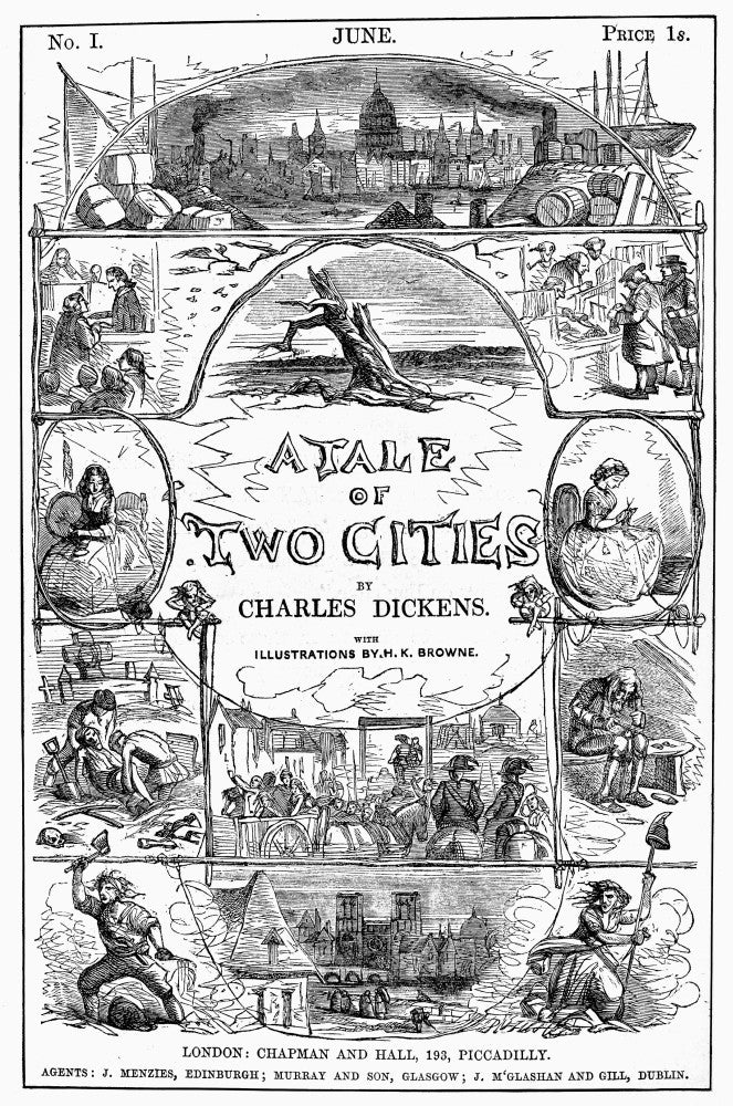 A Tale Of Two Cities Volume One Cover Art Print by Hablot Knight Browne
