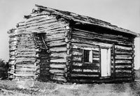 Log Cabin in Rural America - Vintage Photograph Print by Granger Collection