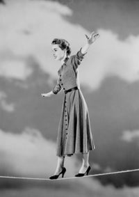 Young Woman Walking on Tight Rope Fine Art Print