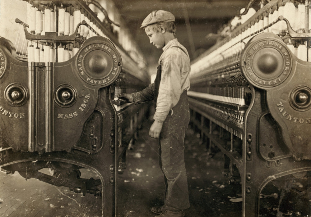 Hine's Child Labor Photograph - Na Young Doffer at Rhodes Mfg. | Poster Print