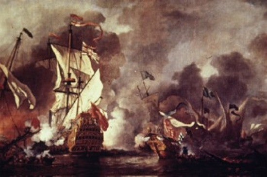 An English Ship & Barbary Pirates Fine Art Print by William Vandevelde