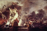 An English Ship & Barbary Pirates Fine Art Print by William Vandevelde