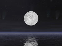 Full Moon Over Ocean Art Print - Stars and Comets Scene