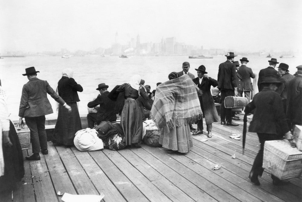 Ellis Island Immigrants on a Dock Photograph - Fine Art Print