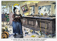 Carry Nation On The Warpath in Kansas Cartoon Art Print, 1901