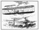 Wright Brothers Biplane in Flight Fine Art Print - Pen-and-Ink Drawing