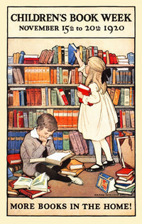 A Boy Reading and a Girl Reaching for a Book Fine Art Print by Jessie Willcox Smith