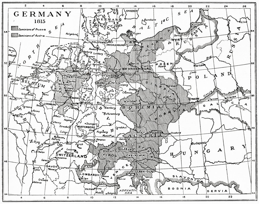 Map of Germany Post-Congress of Vienna Fine Art Print by Ken Welsh
