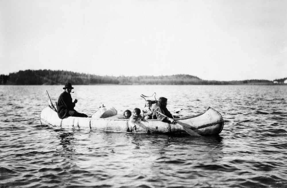 Ojibwa Family in Canoe Fine Art Print, C1913 by Granger Collection