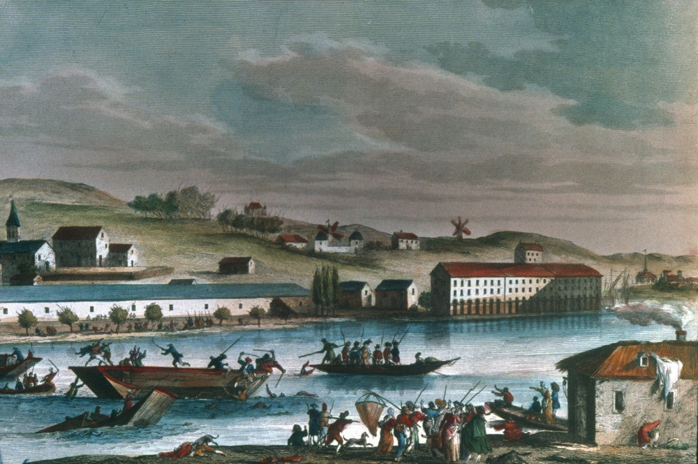 French Revolution: Vendee Insurgents Drowned in Loire River Fine Art Print by Granger Collection