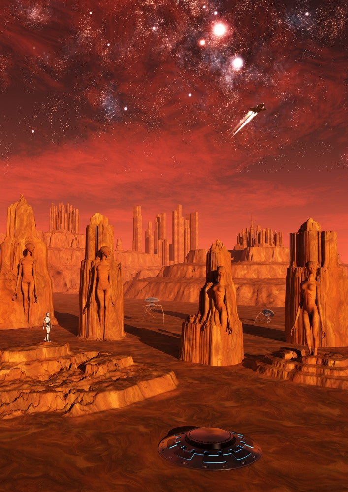 An Advanced Race Exploring Ancient Martian Relics Fine Art Print