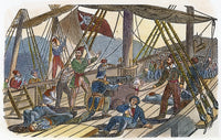 Jean Laffite and His Pirates Boarding a Merchant Ship Fine Art Print - Wood Engraving, 1844