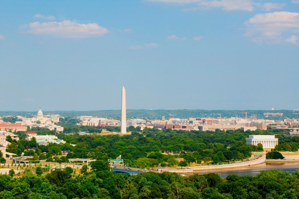 Aerial View of Washington D.C. with Iconic Landmarks Fine Art Print