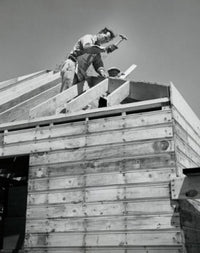 Low Angle View of Two Construction Workers Fine Art Print