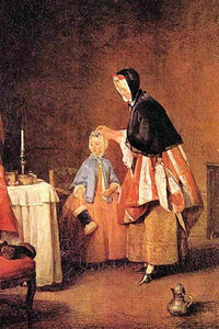 Mother Prepares Child for School Fine Art Print by Jean Chardin
