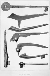 Native American War Clubs Fine Art Print - Engraving by Seth Eastman