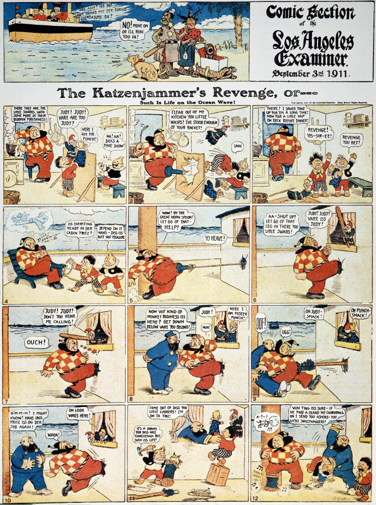 Katzenjammer Kids Comic Strip Panels - 1911 Fine Art Print by Rudolph Dirks