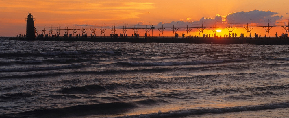 South Haven Lighthouse Sunset Fine Art Print by Panoramic Images