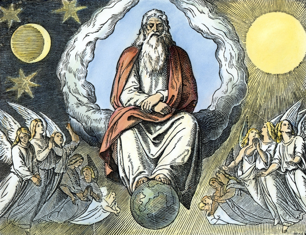 God Resting on the 7th Day - Genesis 2:2-3 Wood Engraving Print