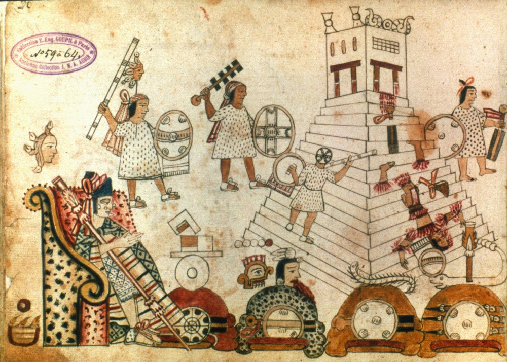 Aztec Sacrifice Fine Art Print - 16th Century Codex Miniature