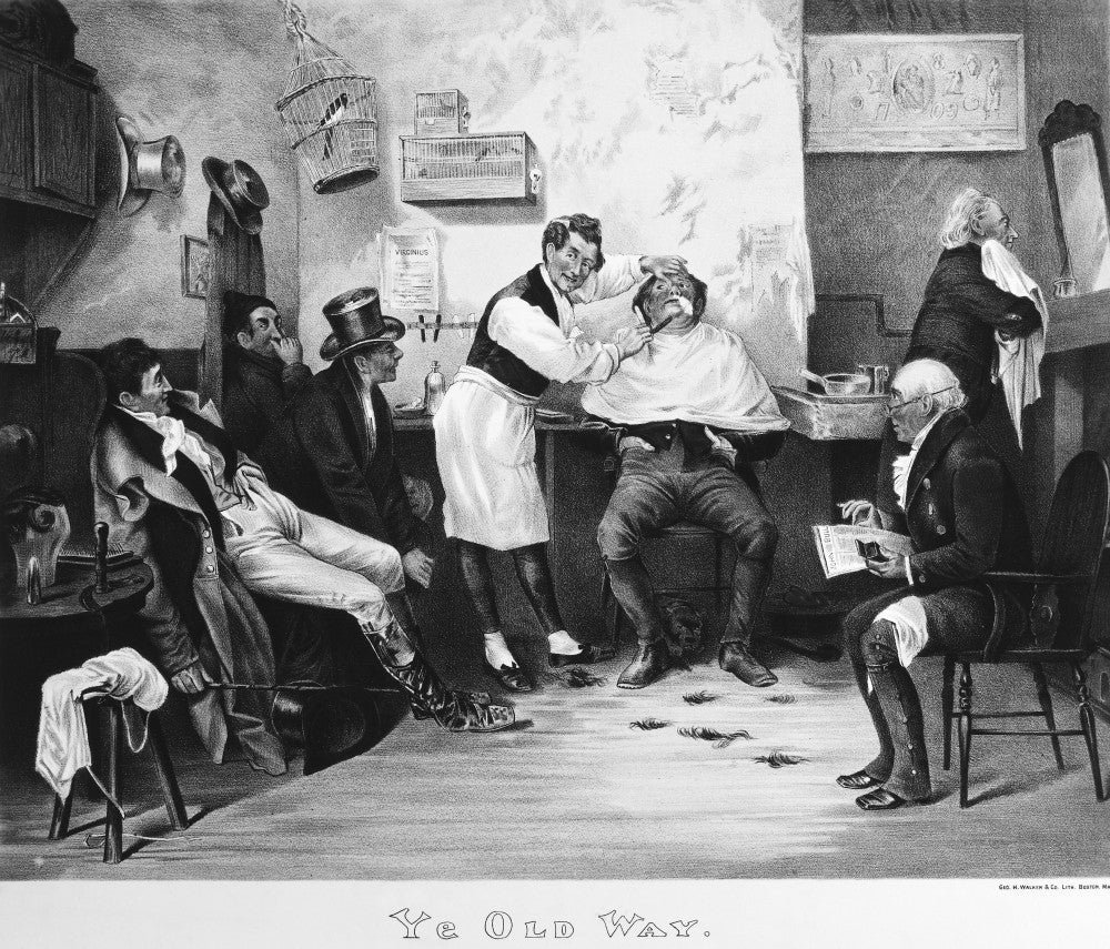 Barber Shop Scene Fine Art Print - 'Ye Old Way' (C1825)