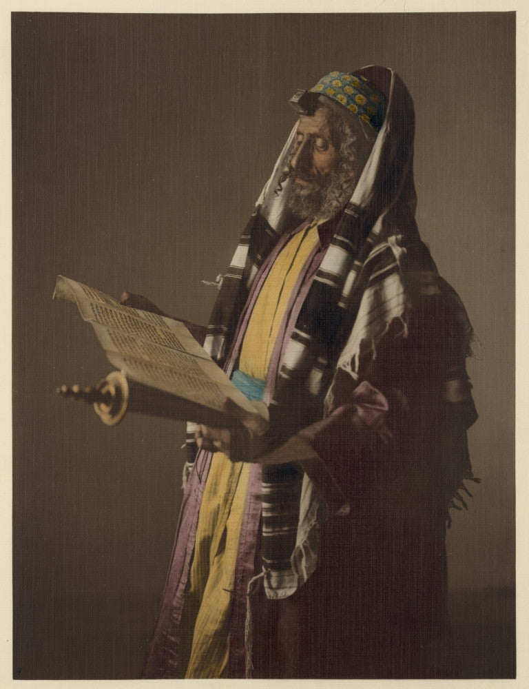 Middle Eastern Rabbi Holding Torah Scrolls Fine Art Print
