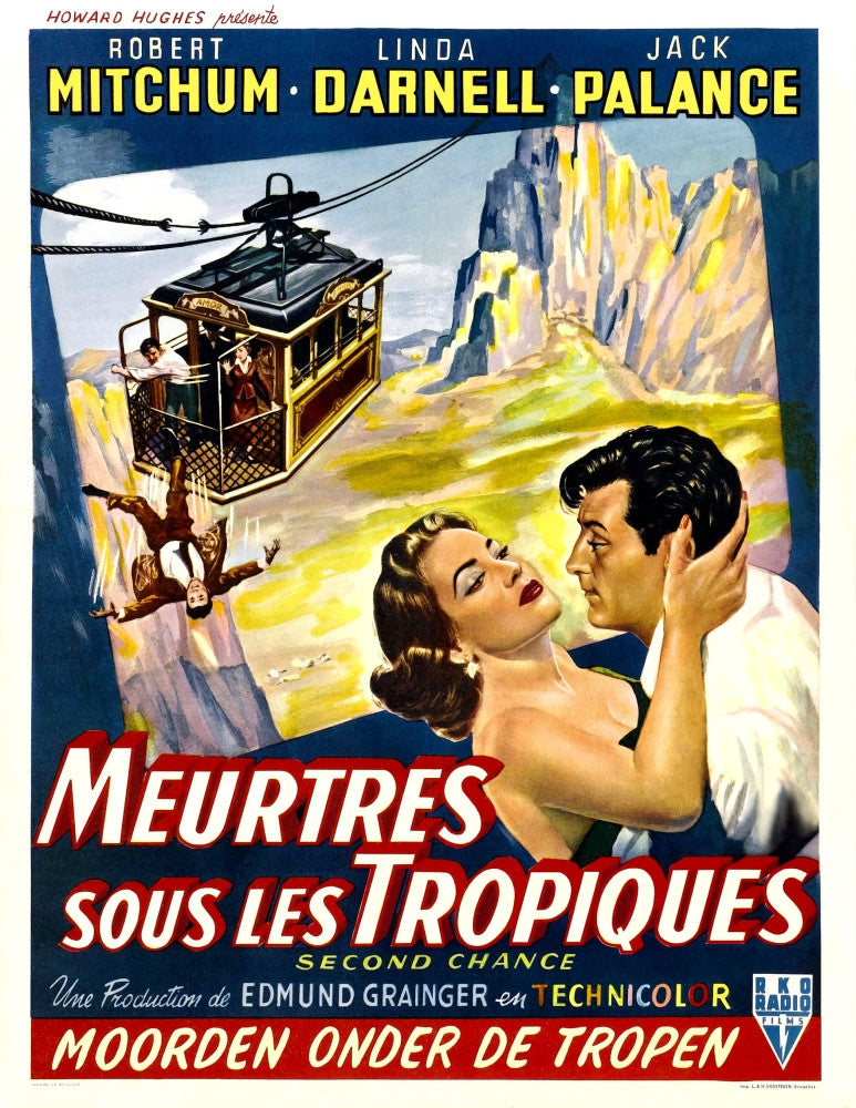 Second Chance Movie Poster Art Print featuring Linda Darnell and Robert Mitchum - 1953 Belgian Film