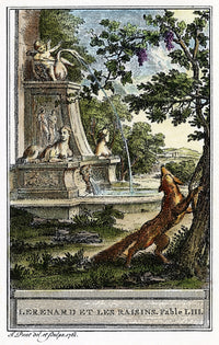 Aesop's The Fox and The Grapes French Engraving Print, 1761