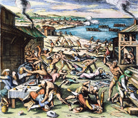 Jamestown Massacre Line Engraving Art Print by Matthaeus Merian