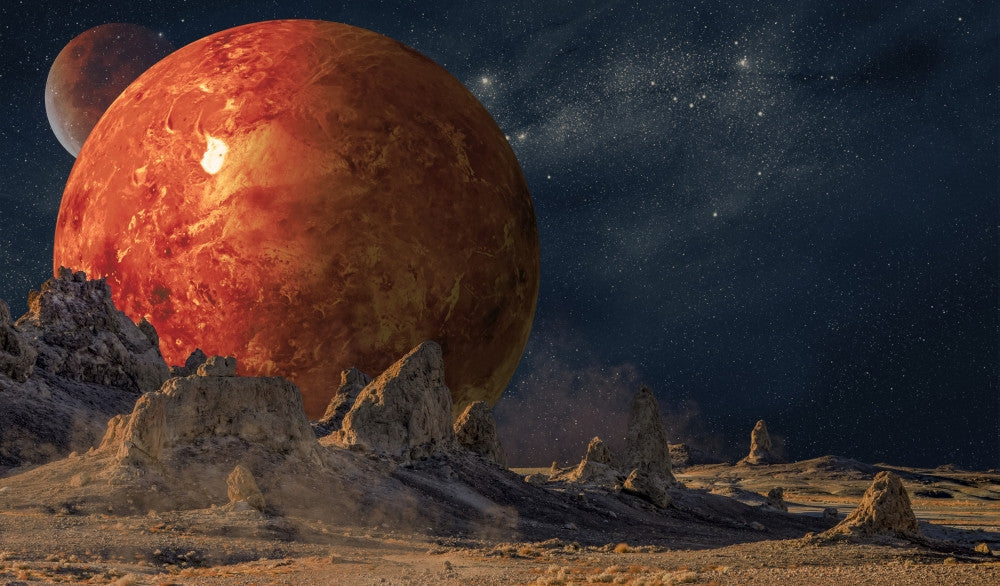 View of Venus and Moon from Mars Fine Art Print by Richard Desmarais