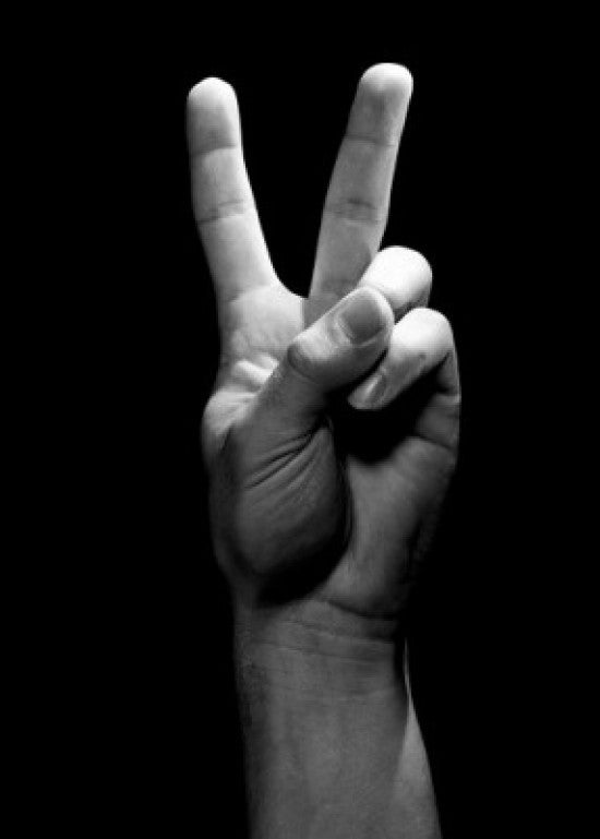Studio Shot of Male Hand Showing Peace Sign Fine Art Print