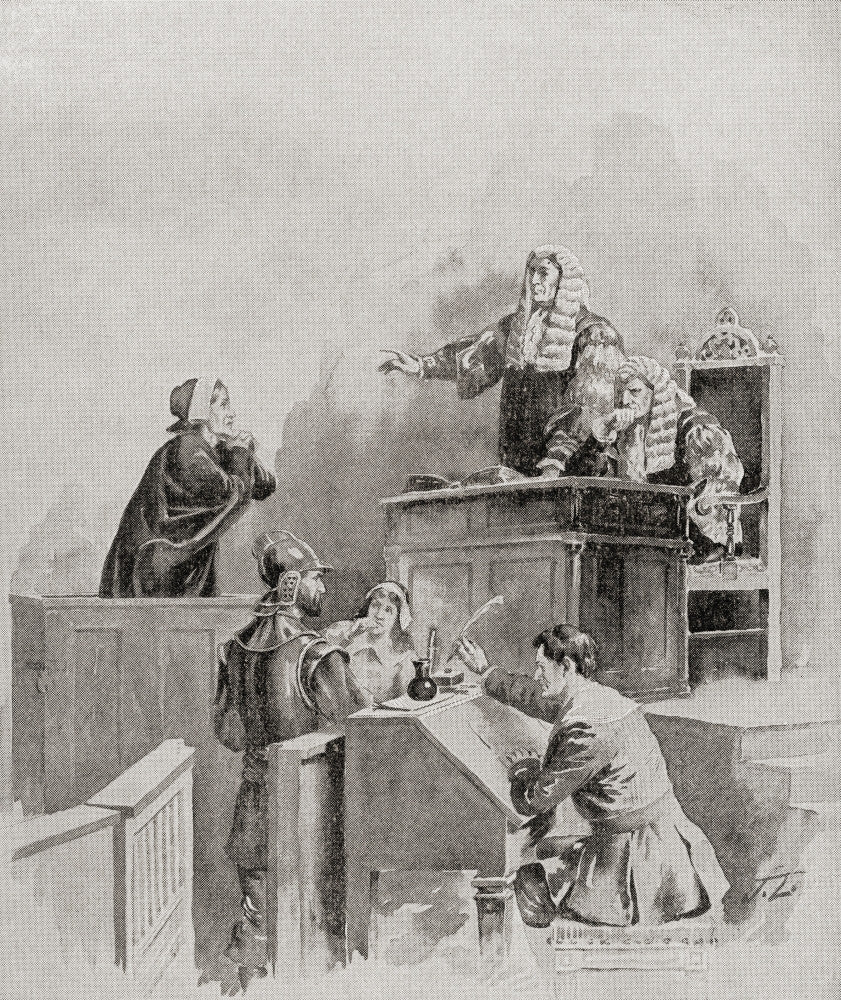 A Scene in the Courtroom During the Salem Witch Trials - Fine Art Print by Ken Welsh