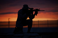 Silhouette of a U.S. Marine at Sunset in Afghanistan Fine Art Print