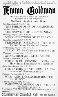 Emma Goldman Lecture Series Handbill Poster Print (1919) by Granger Collection