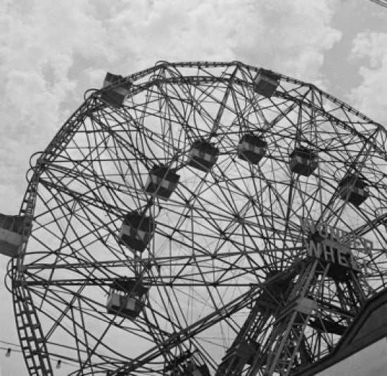 Ferris Wheel Against Cloudy Sky Fine Art Print