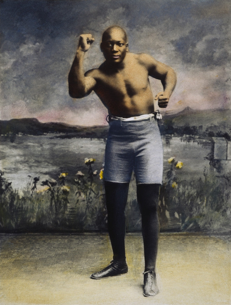 Jack Johnson American Boxer Oil Over Photograph 1910 Fine Art Print