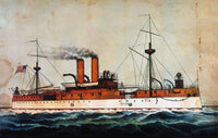U.S. Battleship Maine 1898 Lithograph Print by Currier & Ives