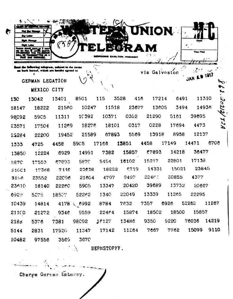 Zimmermann Telegram Fine Art Print - Historical Document