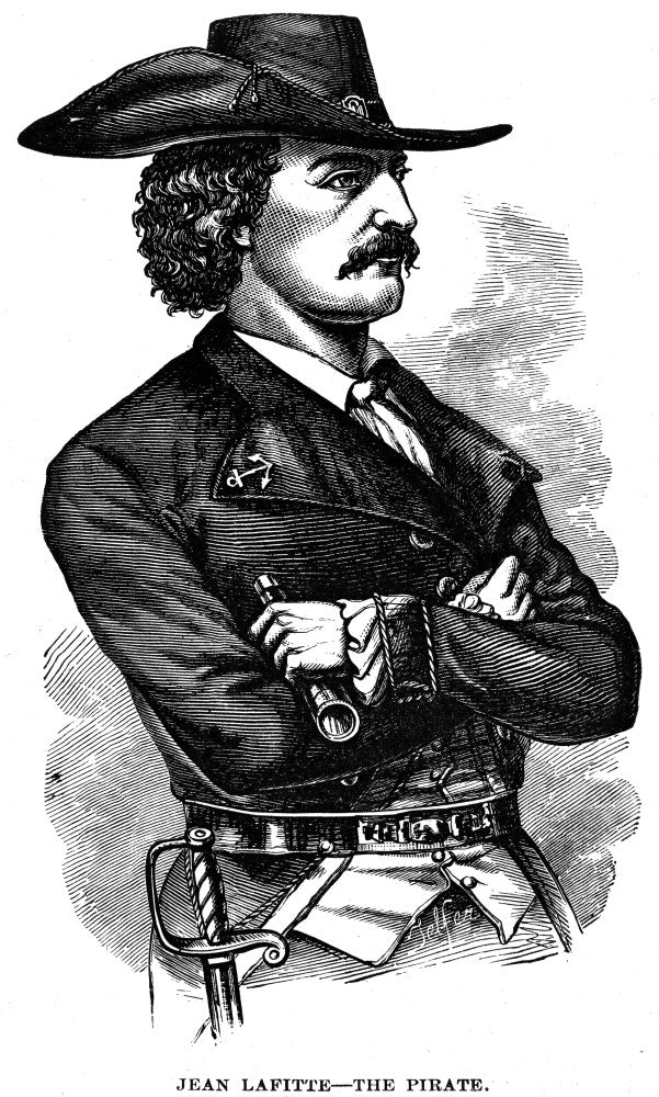 Jean Laffite French Pirate 19th Century Wood Engraving Print