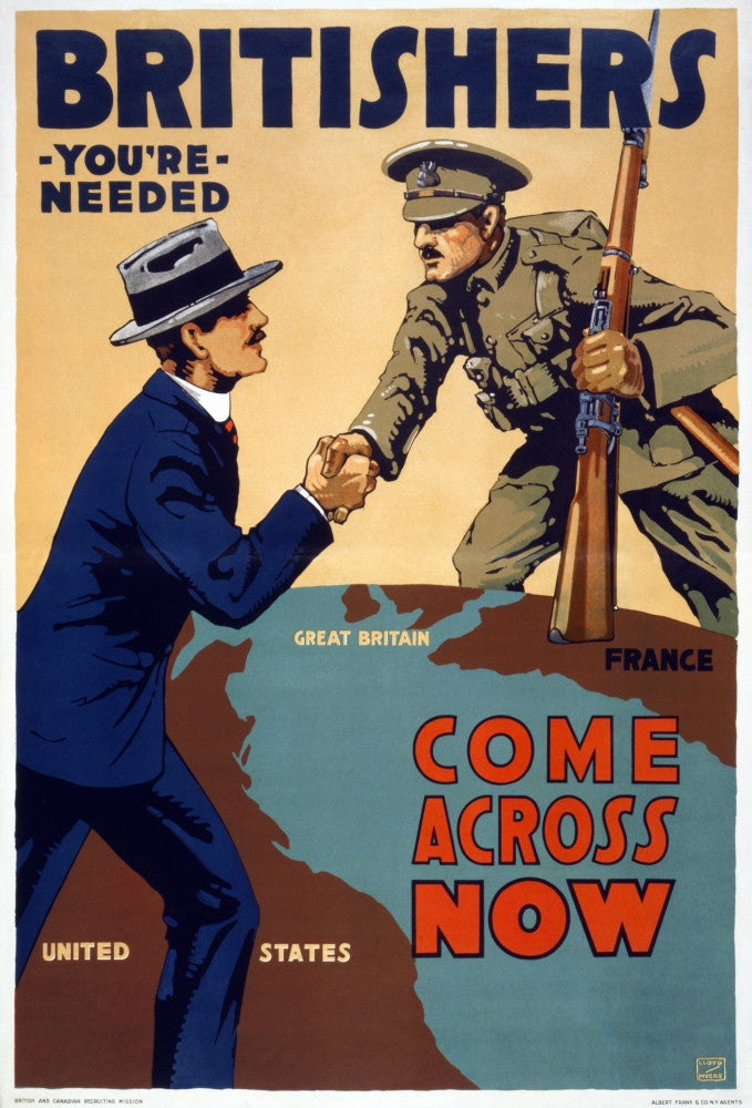 WWI Recruitment Poster Print - 'Britishers, You're Needed' by Lloyd Myers