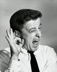 Close-Up of a Businessman Making a Funny Face Poster Print